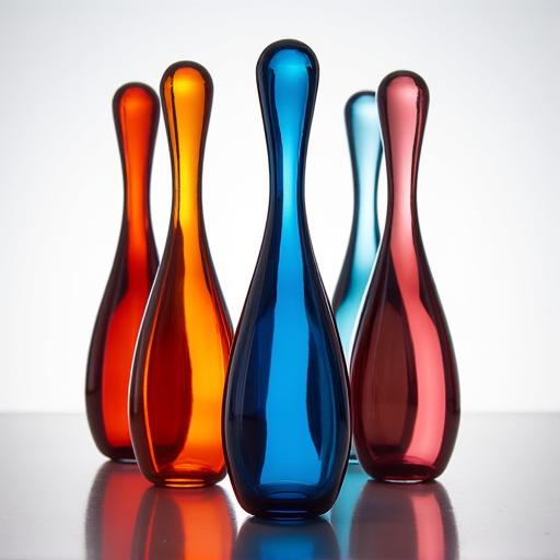 Set di birilli da bowling in vetro artistico colorato